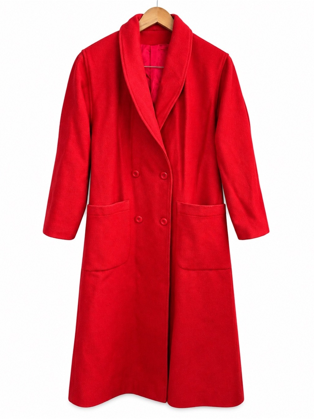 Vintage Red Wool Blend Double Breasted Maxi Coat 11/12 Old Money Holiday Wedding